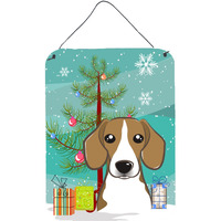 "Caroline's Treasures Christmas Tree and Beagle Wall or Door Hanging Prints BB1611DS1216, 16HX12W, Multicolor"