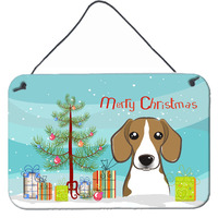 "Caroline's Treasures Christmas Tree and Beagle Wall or Door Hanging Prints BB1611DS812, 8HX12W"
