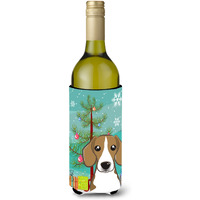 "Caroline's Treasures Christmas Tree and Beagle Wine Bottle Koozie Hugger, 750 ml, Multicolor"