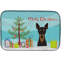 "Caroline's Treasures Christmas Tree and Min Pin Dish Drying Mat, 14"" x 21"""