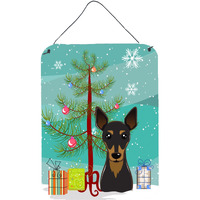 "Caroline's Treasures Christmas Tree and Min Pin Wall or Door Hanging Prints BB1612DS1216, 16HX12W, Multicolor"