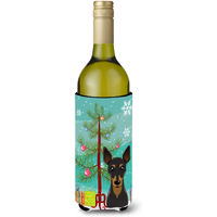 "Caroline's Treasures Christmas Tree and Min Pin Wine Bottle Koozie Hugger, 750 ml, Multicolor"