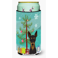 "Caroline's Treasures Christmas Tree and Min Pin Tall Boy Koozie Hugger, Multicolor"