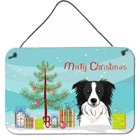 "Caroline's Treasures Christmas Tree and Border Collie Wall or Door Hanging Prints BB1613DS812, 8HX12W, Multicolor"