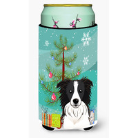 "Caroline's Treasures Christmas Tree and Border Collie Tall Boy Koozie Hugger, Multicolor"