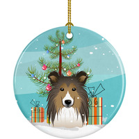 Caroline's Treasures Christmas Tree and Sheltie Ceramic Ornament