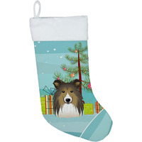 "Caroline's Treasures Tree and Sheltie Christmas, Holiday Stocking, decoration, 11 x 18, Multicolor"