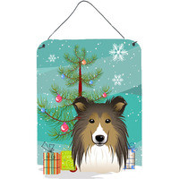 "Caroline's Treasures Christmas Tree and Sheltie Wall or Door Hanging Prints BB1614DS1216, 16HX12W, Multicolor"