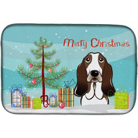 "Caroline's Treasures Christmas Tree And Basset Hound Dish Drying Mat, 14"" x 21"""