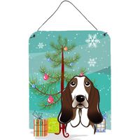 "Caroline's Treasures Christmas Tree and Basset Hound Wall or Door Hanging Prints BB1615DS1216, 16HX12W, Multicolor"