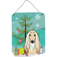 "Caroline's Treasures Christmas Tree and Afghan Hound Wall or Door Hanging Prints BB1616DS1216, 16HX12W, Multicolor"