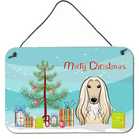 "Caroline's Treasures Christmas Tree and Afghan Hound Wall or Door Hanging Prints BB1616DS812, 8HX12W"