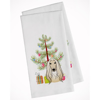 Christmas Tree and Afghan Hound White Kitchen Towel Set of 2