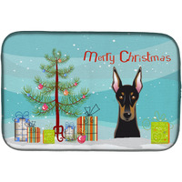 "Caroline's Treasures Christmas Tree And Doberman Dish Drying Mat, 14"" x 21"""