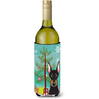 "Caroline's Treasures Christmas Tree and Doberman Wine Bottle Koozie Hugger, 750 ml, Multicolor"