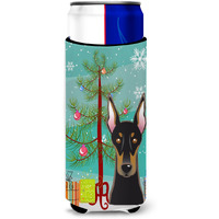 "Caroline's Treasures Christmas Tree and Doberman Michelob Ultra Koozies for Slim Cans, Multicolor"