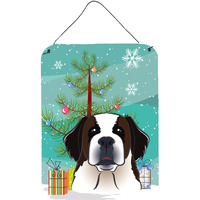 "Caroline's Treasures Christmas Tree and Saint Bernard Wall or Door Hanging Prints BB1618DS1216, 16HX12W, Multicolor"