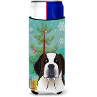 "Caroline's Treasures Christmas Tree and Saint Bernard Michelob Ultra Koozies for Slim Cans, Multicolor"