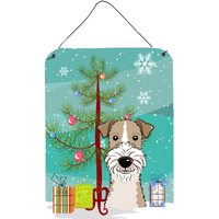 "Caroline's Treasures Christmas Tree and Wire Haired Fox Terrier Wall or Door Hanging Prints BB1619DS1216, 16HX12W, Multicolor"