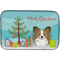 "Caroline's Treasures Christmas Tree And Papillon Dish Drying Mat, 14"" x 21"""