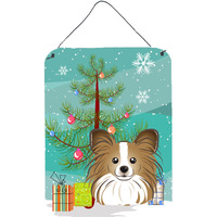 "Caroline's Treasures Christmas Tree and Papillon Wall or Door Hanging Prints BB1620DS1216, 16HX12W, Multicolor"