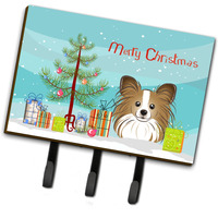 "Caroline's Treasures BB1620TH68 Christmas Tree and Papillion Leash or Key Holder, Large, Multicolor"