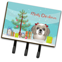"Caroline's Treasures BB1622TH68 Christmas Tree and Gray Silver Shih Tzu Leash or Key Holder, Large, Multicolor"