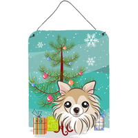 "Caroline's Treasures Christmas Tree and Chihuahua Wall or Door Hanging Prints BB1623DS1216, 16HX12W, Multicolor"