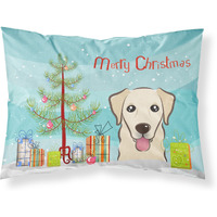 "Caroline's Treasures BB1624PILLOWCASE Christmas Tree And Golden Retriever Fabric Standard Pillowcase, Large, Multicolor"