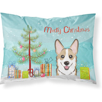 "Caroline's Treasures BB1625PILLOWCASE Christmas Tree And Sable Corgi Fabric Standard Pillowcase, Large, Multicolor"
