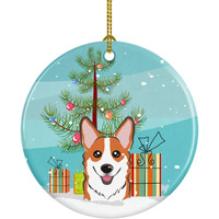 Caroline's Treasures Christmas Tree and Red Corgi Ceramic Ornament