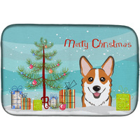"Caroline's Treasures Christmas Tree and Red Corgi Dish Drying Mat, 14"" x 21"""