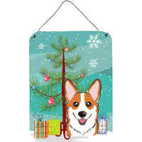 "Caroline's Treasures Christmas Tree and Red Corgi Wall or Door Hanging Prints BB1626DS1216, 16HX12W, Multicolor"