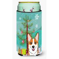 "Caroline's Treasures Christmas Tree and Red Corgi Tall Boy Koozie Hugger, Multicolor"