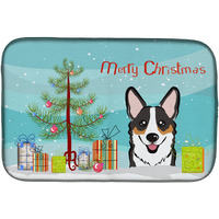 "Caroline's Treasures Christmas Tree And Tricolor Corgi Dish Drying Mat, 14"" x 21"""