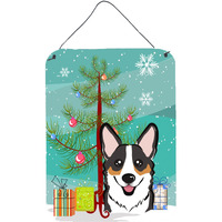 "Caroline's Treasures Christmas Tree and Tricolor Corgi Wall or Door Hanging Prints BB1627DS1216, 16""H x 12""W, Multicolor"