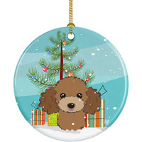Caroline's Treasures Christmas Tree Chocolate Brown Poodle Ceramic Ornament