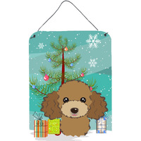 "Caroline's Treasures Christmas Tree and Chocolate Brown Poodle Wall or Door Hanging Prints BB1628DS1216, 16HX12W, Multicolor"