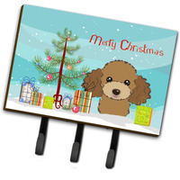 "Caroline's Treasures BB1628TH68 Christmas Tree and Chocolate Brown Poodle Leash or Key Holder, Large, Multicolor"