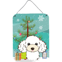 "Caroline's Treasures Christmas Tree and White Poodle Wall or Door Hanging Prints BB1629DS1216, 16HX12W, Multicolor"