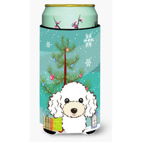 "Caroline's Treasures Christmas Tree and White Poodle Tall Boy Koozie Hugger, Multicolor"