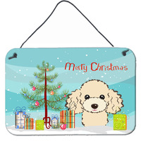 "Caroline's Treasures Christmas Tree and Buff Poodle Wall or Door Hanging Prints BB1630DS812, 8HX12W"