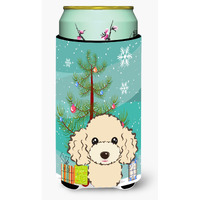 "Caroline's Treasures Christmas Tree and Buff Poodle Tall Boy Koozie Hugger, Multicolor"