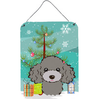 "Caroline's Treasures Christmas Tree and Silver Gray Poodle Wall or Door Hanging Prints BB1631DS1216, 16HX12W, Multicolor"