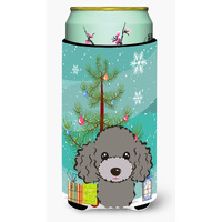 "Caroline's Treasures Christmas Tree and Silver Gray Poodle Tall Boy Koozie Hugger, Multicolor"