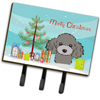 "Caroline's Treasures BB1631TH68 Christmas Tree and Silver Gray Poodle Leash or Key Holder, Large, Multicolor"