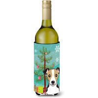 "Caroline's Treasures BB1633LITERK Christmas Tree and Jack Russell Terrier Wine Bottle Koozie Hugger, 750 ml, Multicolor"