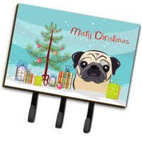 "Caroline's Treasures BB1634TH68 Christmas Tree and Fawn Pug Leash or Key Holder, Large, Multicolor"