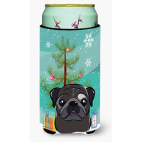"Caroline's Treasures Christmas Tree and Black Pug Tall Boy Koozie Hugger, Multicolor"