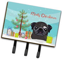 "Caroline's Treasures BB1635TH68 Christmas Tree and black Pug Leash or Key Holder, Large, Multicolor"